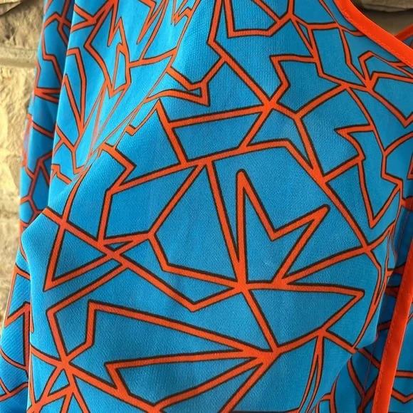 Miss Tina by Tina Knowles Blue & Orange Bat Wing Top Size XL - Picture 11 of 11